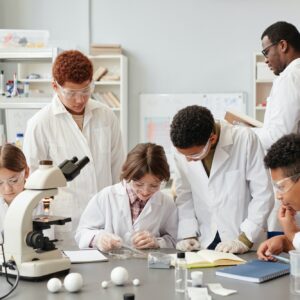 Diverse Group of Kids in Science Laboratory